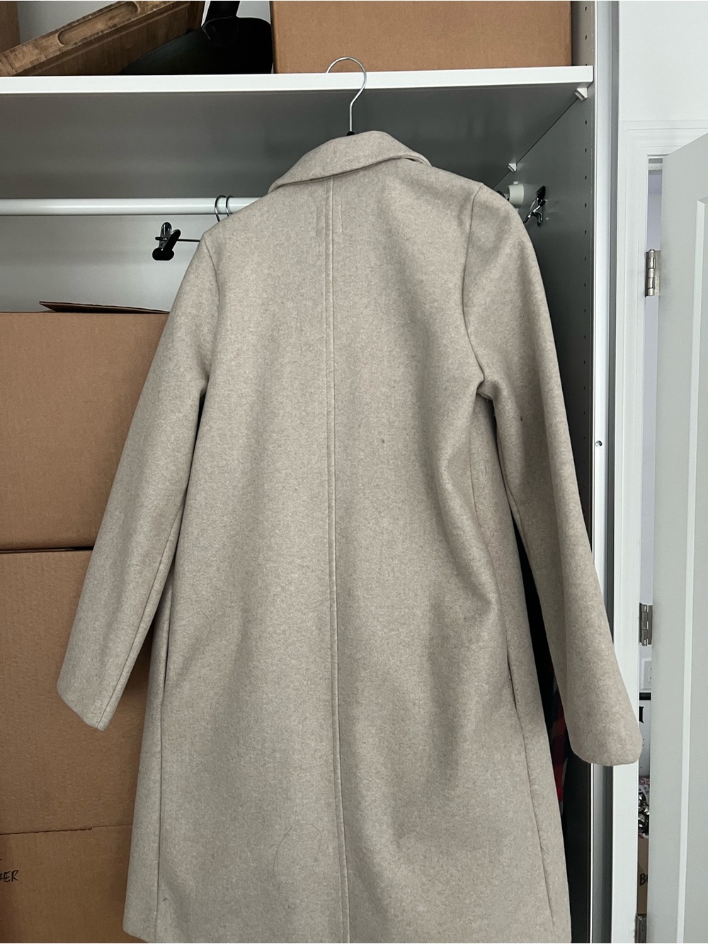 Zara Beige Long Wool-Blend Trench Coat - Picture 3 of 3